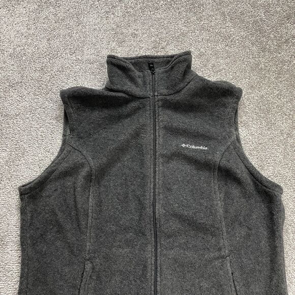 Columbia Fleece Vest Mens Large Gray Full Zip High Neck Pockets Outdoor Hiking - Picture 10 of 13